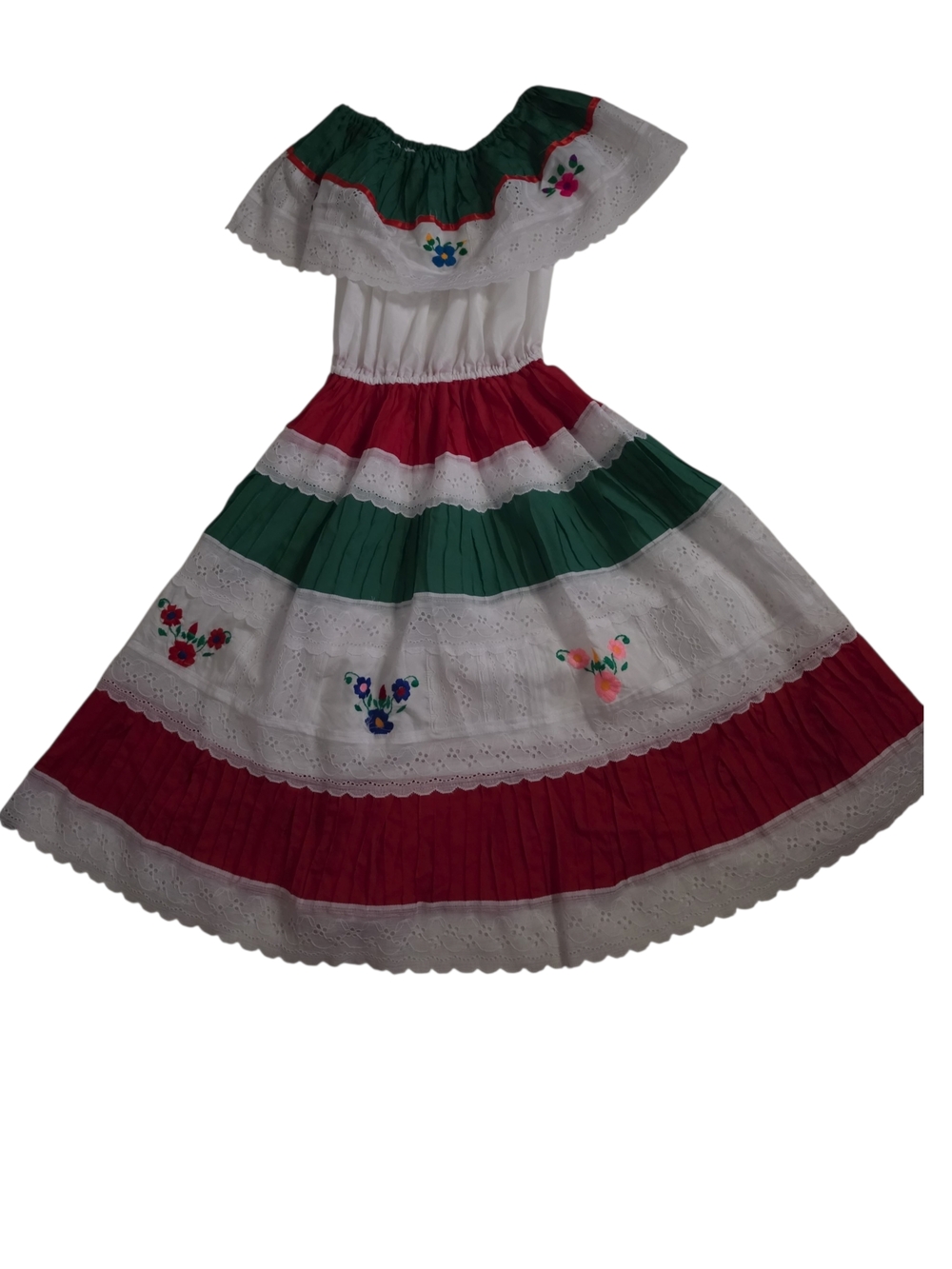 Mexican Striped Off-Shoulder Midi Dress - Picture 5 of 6